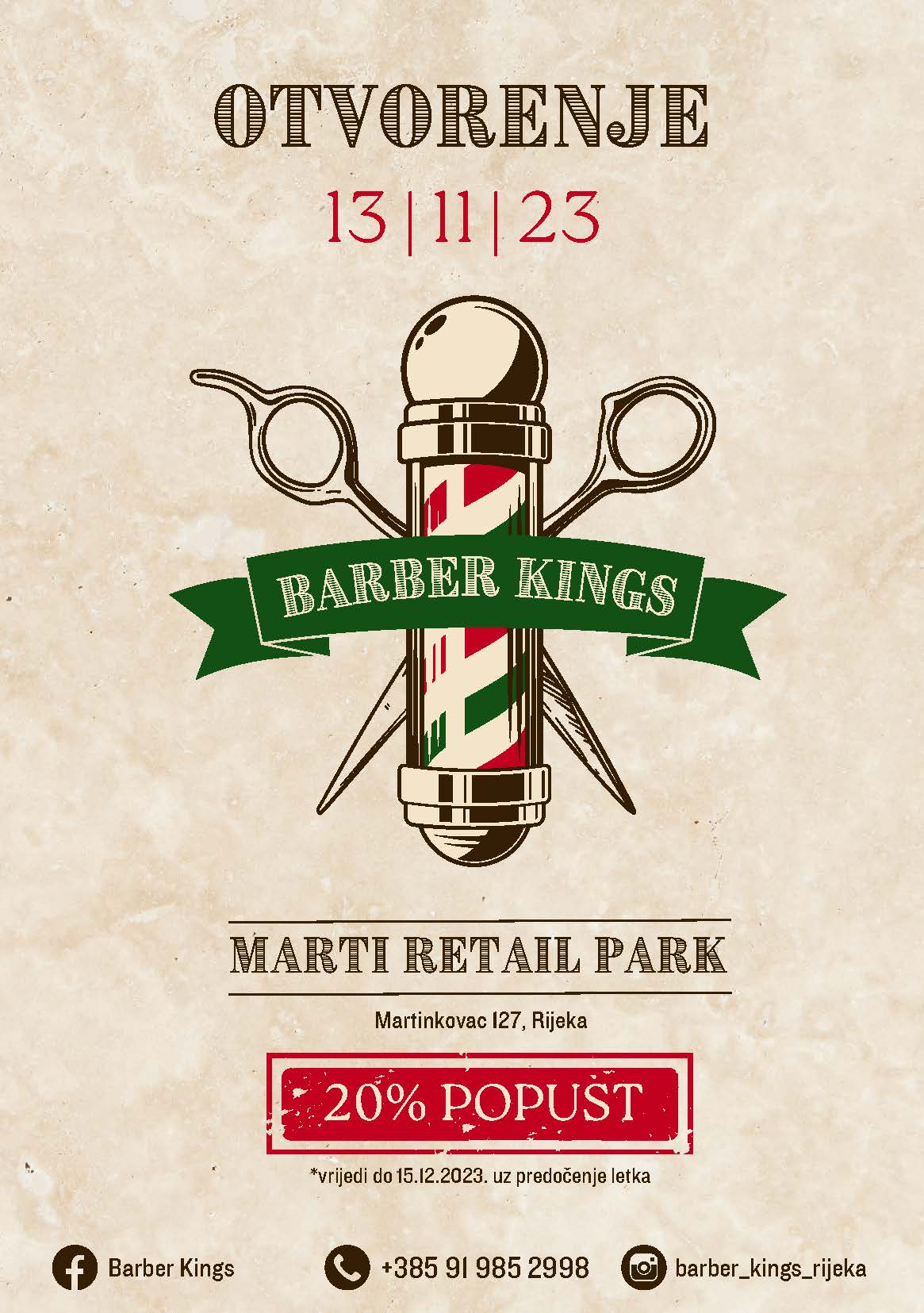 Otvorenje Barber Kings – muški frizerski salon / barber shop u Marti 13.11.2023.