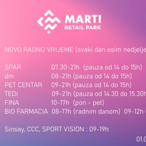 Novo radno vrijeme od 27.04.2020.