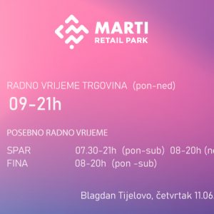 Ponovo radno vrijeme od 09 do 21h (pon-ned) bez dnevne pauze