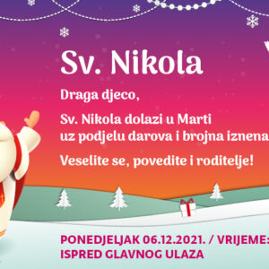 Sveti Nikola dolazi u Marti 06.12. u 18h i donosi poklone djeci